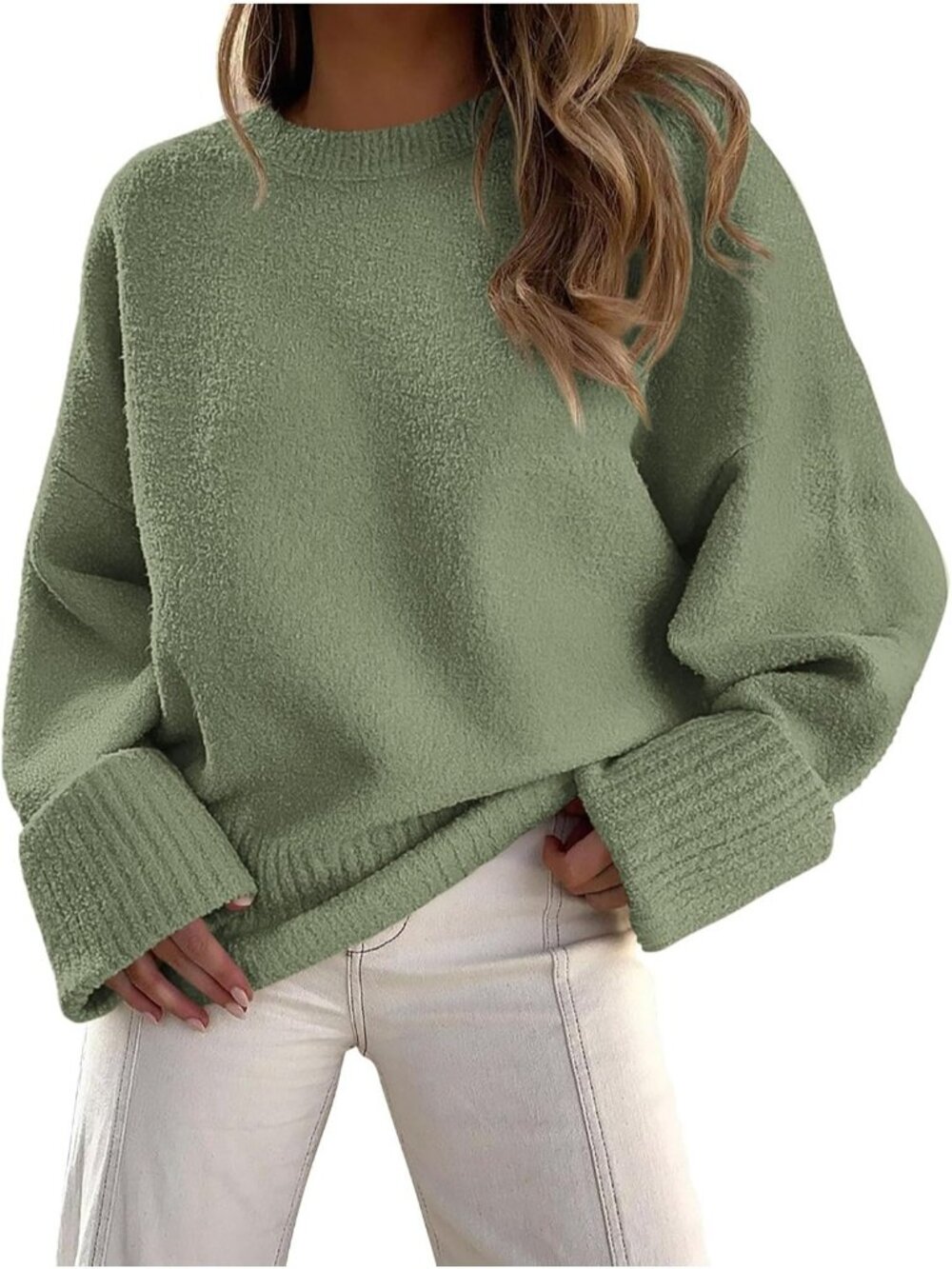 Women's Army Green Fall Fashion Casual Blouses Long Sleeves Oversized Sweaters